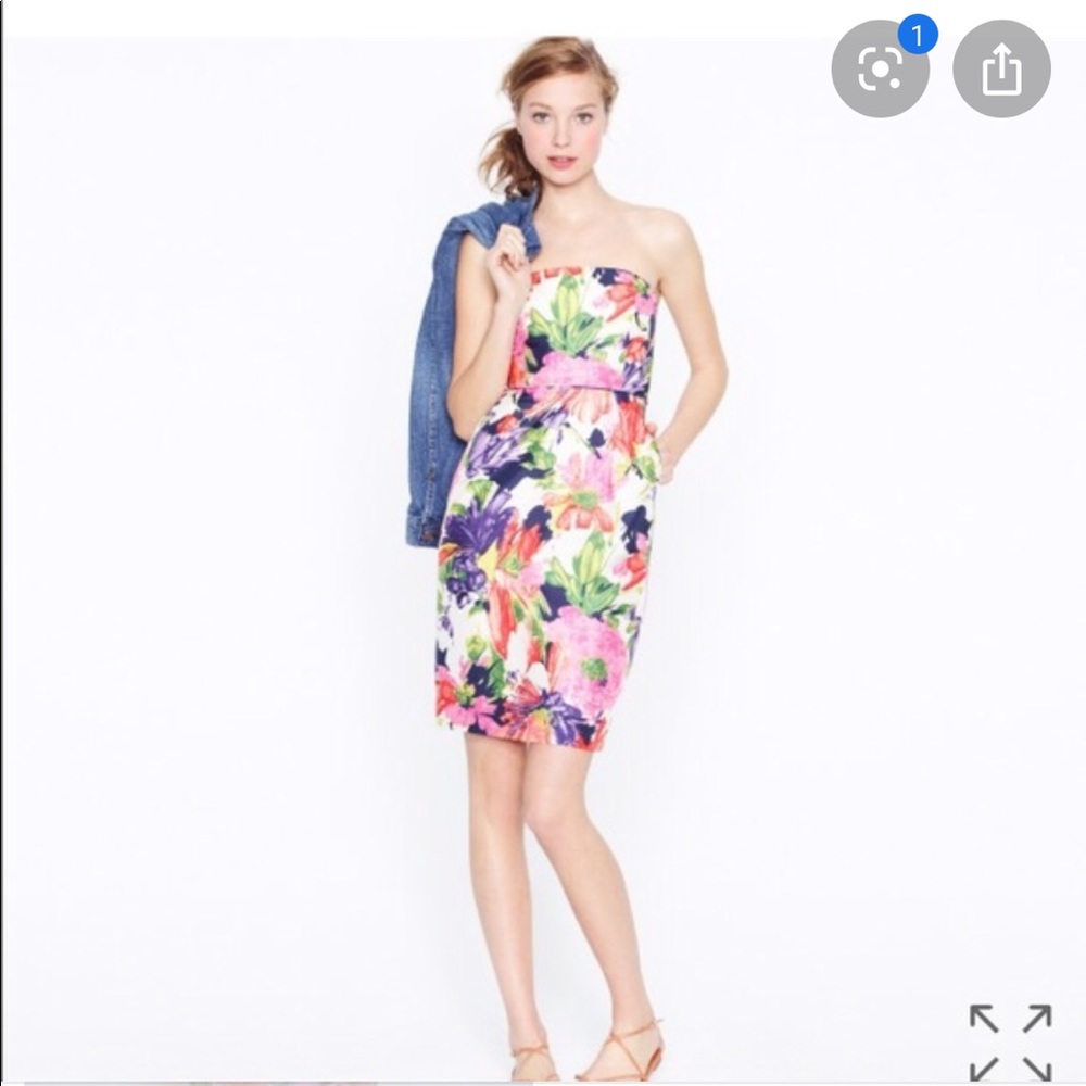 J Crew Ella floral strapless dress sz 0